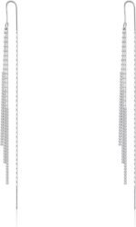Ritach Silver Dangle Earrings for Women Long Silver Earrings Sparkly Dangle Drop Cubic Zirconia Jewelry for Gifts