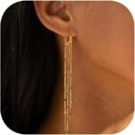 Robaice Long Gold Dangle Earrings for Women, 14K Plated Tassel Earring