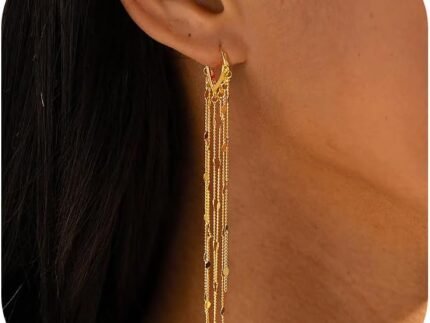 Robaice Long Gold Dangle Earrings for Women, 14K Plated Tassel Earring