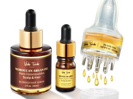 Rosemary Hair Growth Oil Set – Scalp Massager Applicator and Moroccan Argan Oil-Infused Serum for Hair Regrowth and Scalp Health Care