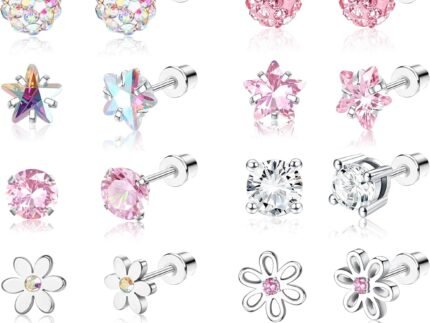 SAILIMUE 12 Pairs Hypoallergenic Earrings for Girls Women Surgical Steel