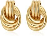 SHERLOVE Chunky Knot Gold Earrings Women Statement Drop Dangle Earrings