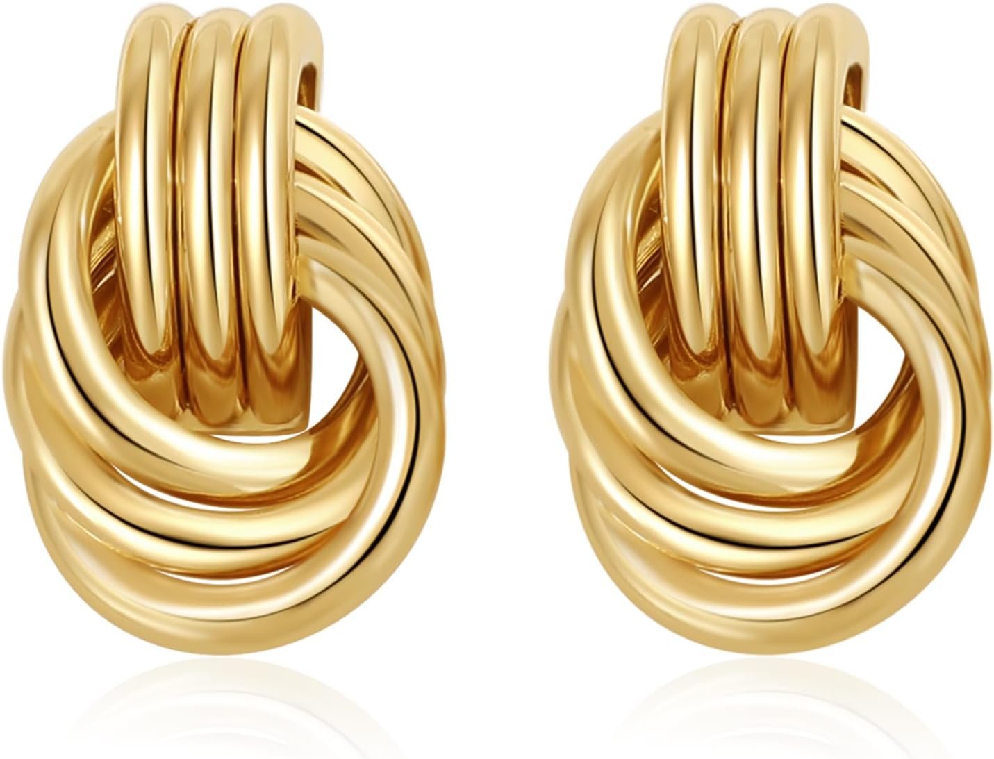 SHERLOVE Chunky Knot Gold Earrings Women Statement Drop Dangle Earrings SHERLOVE Chunky Knot Gold Earrings Women Statement Drop Dangle Earrings