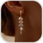 SHERLOVE Gold Dangle Earrings Women Cubic Zirconia Bridal Wedding Jewelry