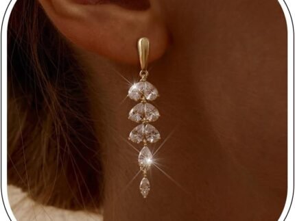 SHERLOVE Gold Dangle Earrings Women Cubic Zirconia Bridal Wedding Jewelry