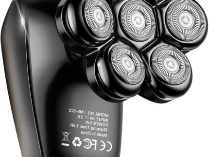 SHPAVVER Head Shavers for Bald Men: 5-in-1 Upgraded Electric Razor – IPX7 Waterproof Shaving Grooming Kit for Balder – Turbo Speed & Precision Blades (Ink Black)