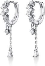 SLUYNZ 925 Sterling Silver CZ Hoop Earrings Dangle for Women Teen Girls Teardrop Huggie Earrings Drop Water Droplets Dangle Earrings Drop