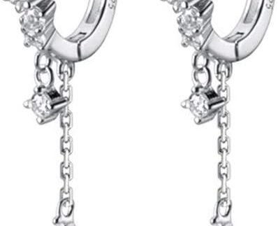 SLUYNZ 925 Sterling Silver CZ Hoop Earrings Dangle for Women Teen Girls Teardrop Huggie Earrings Drop Water Droplets Dangle Earrings Drop