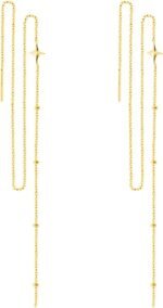 SLUYNZ 925 Sterling Silver Star Long Dangle Earrings Chain for Women Teens Line Dangle Earrings Tassel Threader Chain