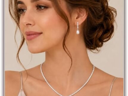 STONEFANS Gold/Silver Jewelry Sets for Women – Dainty Silver Rhinestone Necklace Earring Set Crystal Wedding Jewelry Sets for Brides Prom Accessories Bridesmaid Gifts