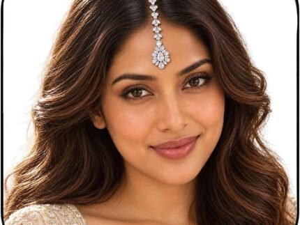 STONEFANS Silver Maang Tikka Headpiece for Women, Indian Forehead Jewelry