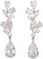 SWEEETV Bridal Wedding Earrings for Brides Bridesmaides-Marquise Teardrop Earrings for Women, Cubic Zirconia Drop and Dangle Earrings for Prom or Pageant,Jewelry