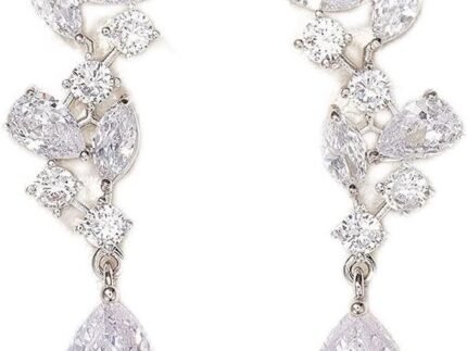 SWEEETV Bridal Wedding Earrings for Brides Bridesmaides-Marquise Teardrop Earrings for Women, Cubic Zirconia Drop and Dangle Earrings for Prom or Pageant,Jewelry
