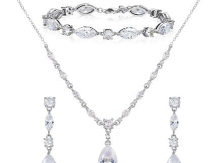 SWEETV Bridal Wedding Jewelry Set for Brides,Teardrop Bridesmaids Jewelry Set