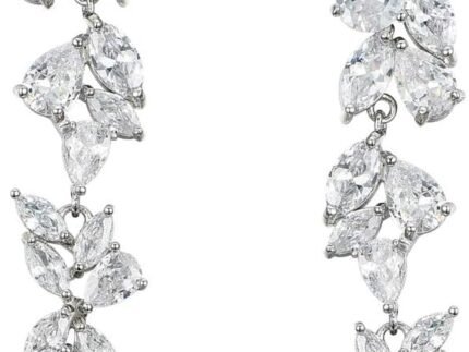 SWEETV Cubic Zirconia Wedding Bridal Earrings for Brides Women, Long Crystal Chandelier Dangle Drop Earrings for Prom or Pageant