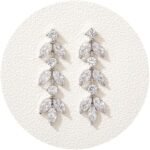 SWEETV Cubic Zirconia Wedding Earrings for Brides Bridesmaids, Elegant Marquise Bridal Dangling Earrings, Crystal Drop earrings for Women Jewelry Gifts