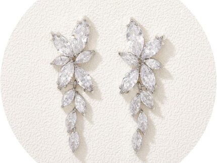 SWEETV Marquise Cubic Zirconia Bridal Earrings, Elegant Wedding Earrings for Brides Bridesmaids, Crystal Formal Drop Earrings for Women Jewelry Gifts