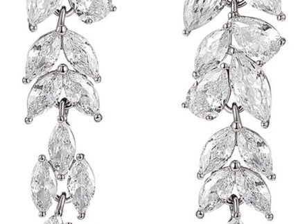 SWEETV Marquise Cubic Zirconia Wedding Earrings for Women Brides, Crystal Chandelier Bridal Drop Earrings for Prom Pageant