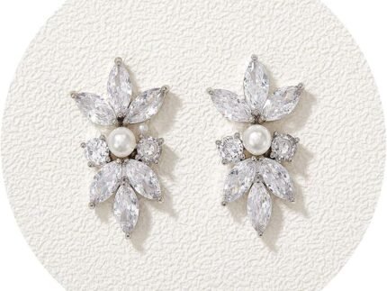 SWEETV Marquise Wedding Bridal Stud Earrings for Brides Bridesmaids