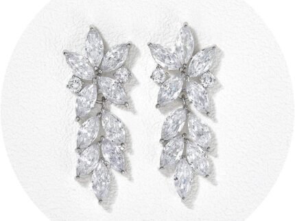 SWEETV Marquise Wedding Earrings for Brides, Bridal Bridesmaid Earrings for Wedding, Cubic Zirconia Dangle Drop Earrings for Women