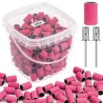 Sanding Bands for Nail Drill 240 Grit Extreme Fine Nail Sanding Bands 200Pcs Pink Professional Sanding Bands and 2Pcs Nail Drill Bits for Manicures and Pedicure