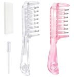 Scalp Oil Applicator 6.7 Inch,with 7 Roller Ball Tips Hair Serum Applicator for Scalp & Minoxidil Applicator - Refillable Comb, Clear & Pink 2-Pack, Precise Root Application, Mess-Free, 4ML