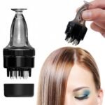 Scalp Oil Applicator and Massager for Hair Growth – Root Comb Bottle, Ball Style Applicator (Black)