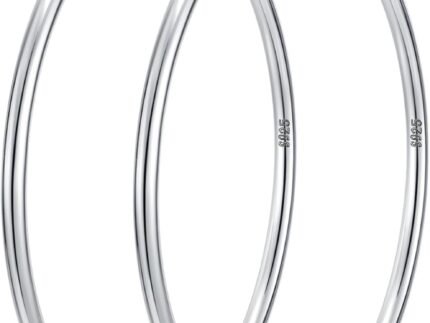 Senteria 2mm 925 Sterling Silver Gold Hoop Earrings for Women 20/30/50/70MM
