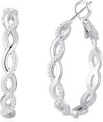 Senteria S925 Sterling Silver Post Twisted Hoop Earrings Hypoallergenic