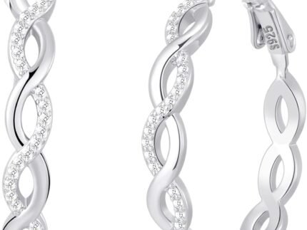 Senteria S925 Sterling Silver Post Twisted Hoop Earrings Hypoallergenic