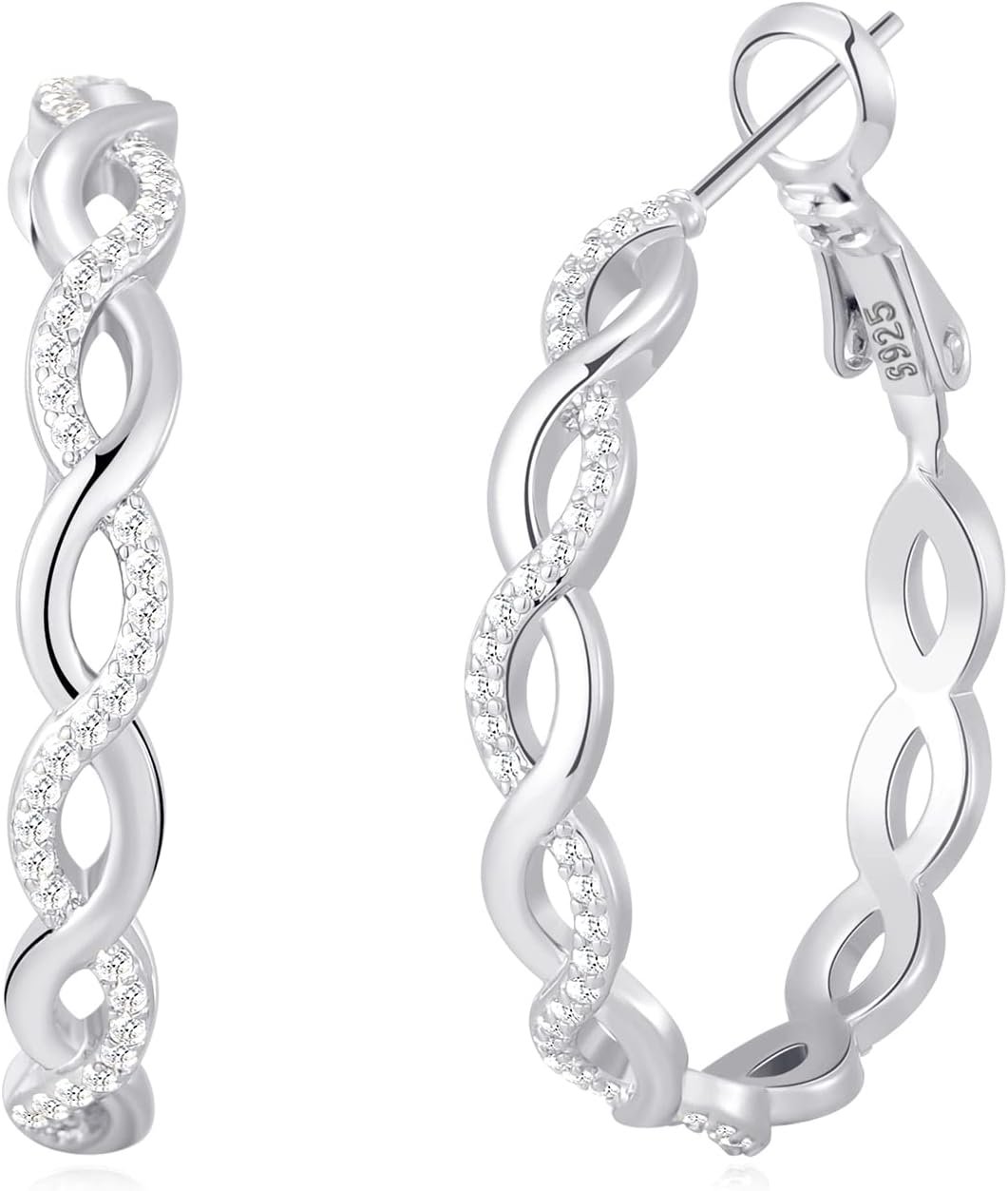 Senteria S925 Sterling Silver Post Twisted Hoop Earrings Hypoallergenic Senteria S925 Sterling Silver Post Twisted Hoop Earrings Hypoallergenic