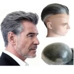 Silicone PU Skin Toupee for mens European Human Hair pieces for men #1B60