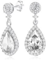 Silver Diamond Dangle Earrings for Women Rhinestone Teardrop Crystal Cubic Zirconia Drop Dangling Wedding Costume Jewelry