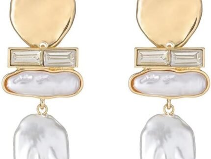 Statement Pearl Dangle Earrings, Gold and Large Pearl