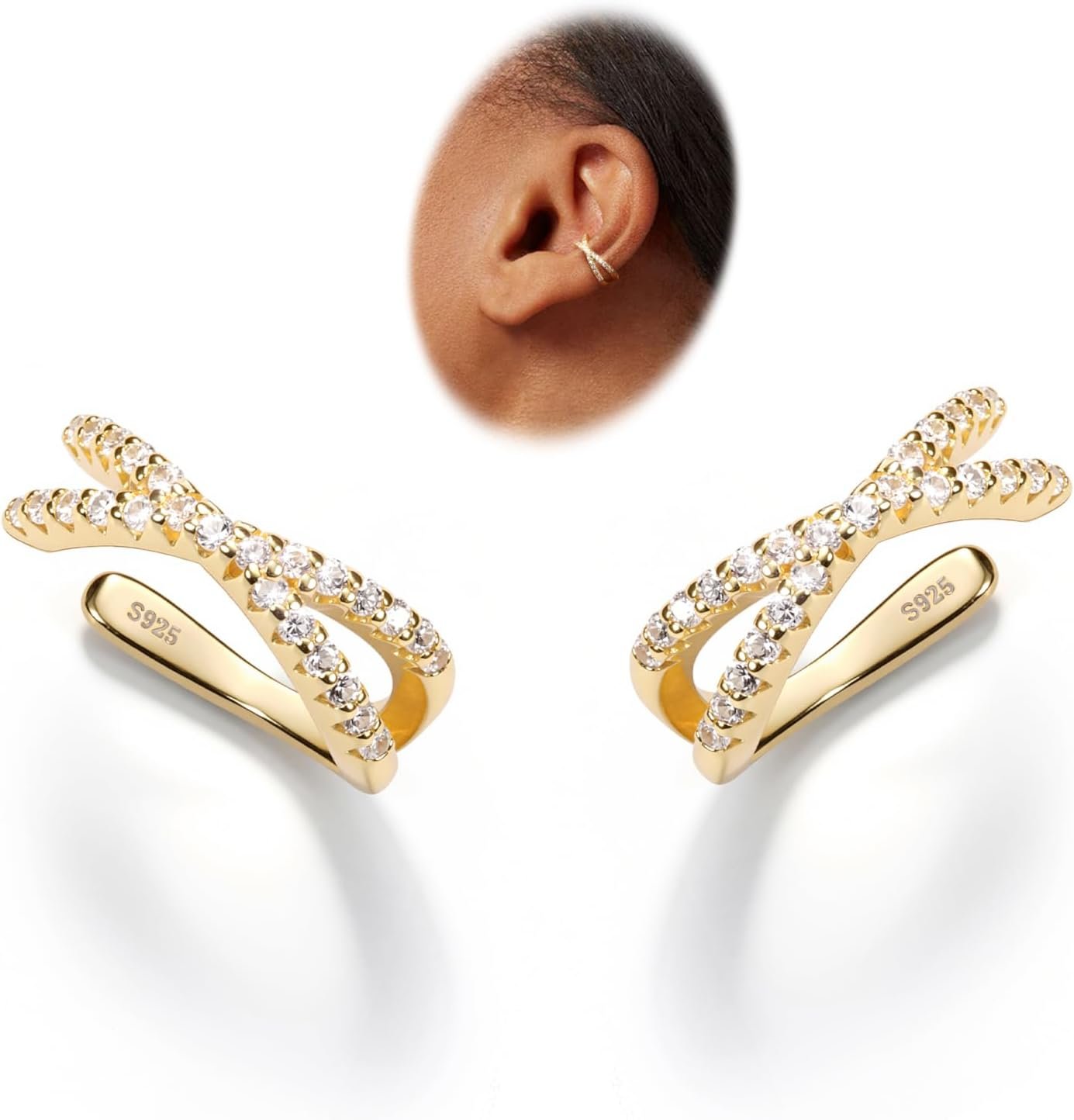Sterling Silver Ear Cuffs Non Piercing Fake Conch Cuff Earrings for Women Sterling Silver Ear Cuffs Non Piercing Fake Conch Cuff Earrings for Women
