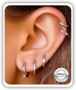 Surgical Steel Huggie Hoop Earrings & Flat Back Studs for Women Men, 6mm-14mm Small Hoops for Cartilage Helix Tragus Lobe, 1-10 Pairs Multiple Piercing Jewelry Set for Sensitive Ears