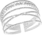 Suyi Rhinestone Bracelet for Women Silver Multilayer Cuff Bracelet Crystal Bridal Bracelets