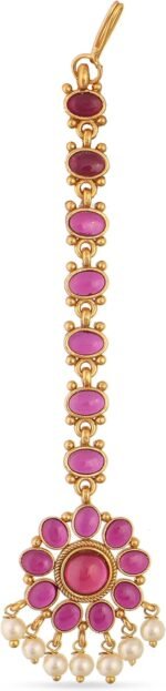 TARINIKA Mahilam CZ Red Antique Maang Tikka – Indian Jewelry for Women