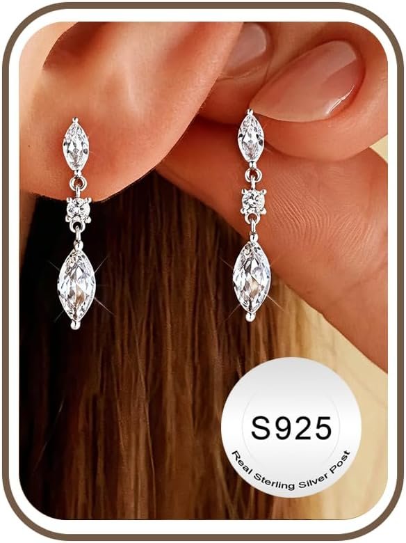 TURANDOSS Hypoallergenic Silver Dangle Drop Earrings for Women TURANDOSS Hypoallergenic Silver Dangle Drop Earrings for Women