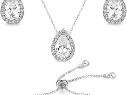 Teardrop CZ Jewelry Set for Women Bridesmaid Bride Wedding Prom Gift