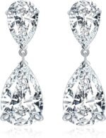Teardrop Dangle Earrings for Women, Cubic Zirconia 925 Sterling Silver Post Drop Earrings for Wedding Brides Bridesmaid, 6CT CZ Pear Cut Simulated Diamond Engagement Jewelry Gifts