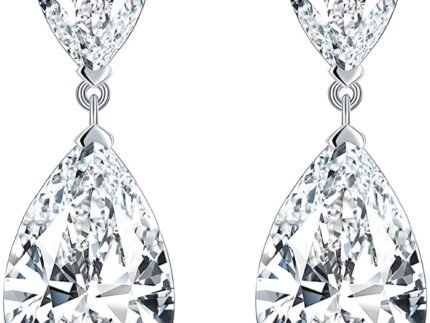 Teardrop Dangle Earrings for Women, Cubic Zirconia 925 Sterling Silver Post Drop Earrings for Wedding Brides Bridesmaid, 6CT CZ Pear Cut Simulated Diamond Engagement Jewelry Gifts