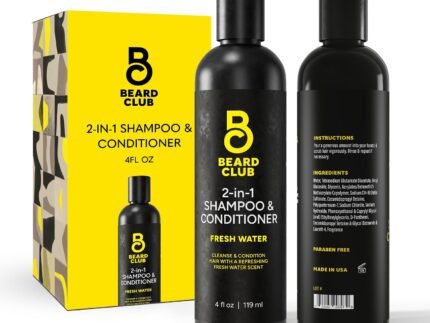 The Beard Club Mens 2 in 1 Shampoo and Conditioner Set – Sulfate Free, Moisturizing, Citrus Scented for Curly Hair Care and Dry Scalp Care