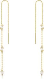 Threader Dangle Earring Teardrop Marquise Cubic Zirconia Gold/Silver Plated Long Link Chain Drop Earring for Women Girl