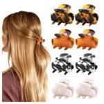Tortoise Shell Small Hair Claw Jaw Clips for Women 4 Colors 8Pcs
