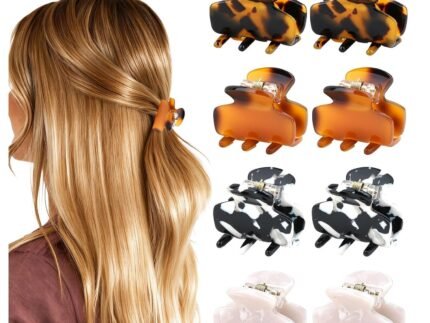 Tortoise Shell Small Hair Claw Jaw Clips for Women 4 Colors 8Pcs
