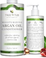 Tree To Tub All Hair Type Hydrating Argan Oil Conditioner for Dry or Oily Hair & Sensitive Scalp – Moisturizing Sulfate Free Conditioner for Women & Men w/Organic Coconut Oil, All Natural Peppermint