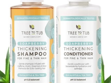 Tree To Tub Volumizing Biotin Shampoo and Conditioner Set – Activating Caffeine for Fuller Hair, Thickening Shampoo and Conditioner for Women & Men, Sulfate Free w/Natural Soapberry Organic Argan Oil