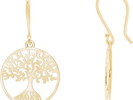 Tree of Life Dangle Drop Earrings for Women 14K Gold Over Sterling Silver