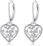 Tree of Life Earrings, 925 Sterling Silver Heart Shaped Studs for Women, Hypoallergenic Earrings for Sensitive Ears Gifts for Women with Gift Box…